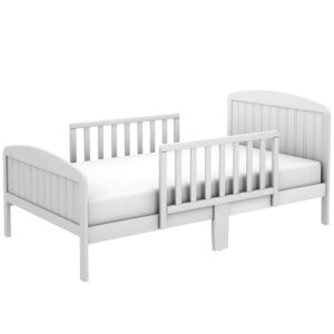 nioky Toddler Wood Bed with Attached Guardrails – Safe Kids Bed for Boys & Girls